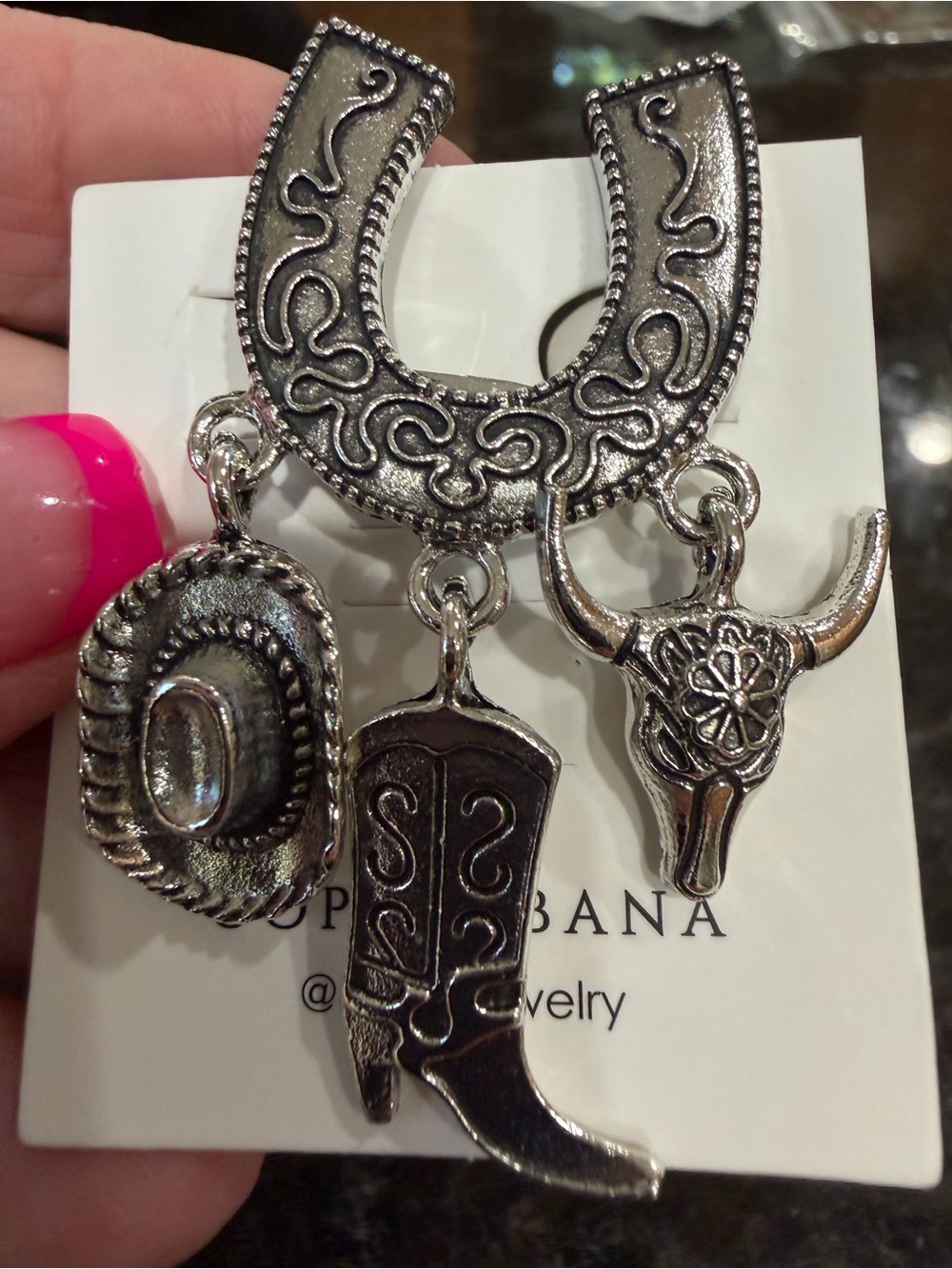 Silver Western Charm Brooch Cluster - Picture 4 of 5
